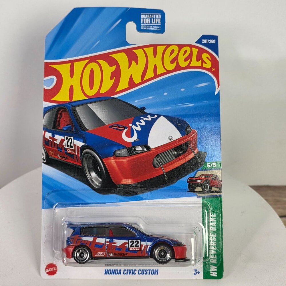 Hot Wheels Honda Civic Custom Die-Cast Car 1:64 Scale Blue & Red